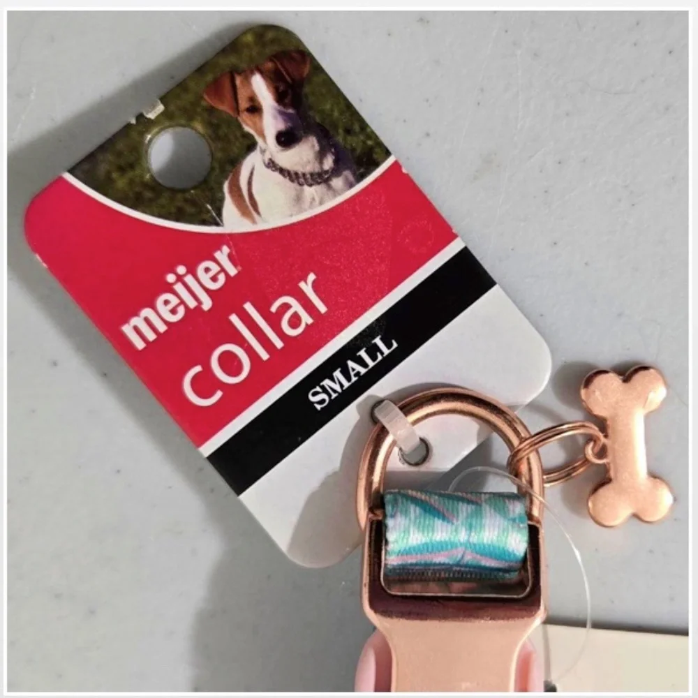New Dog Collar Small Adjustable Pet Animal Green Tropical Leaves Pink NWT